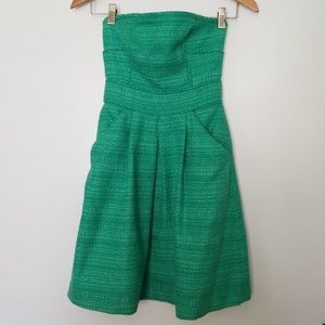 Banana Republuc Green Tweed Strapless Dress